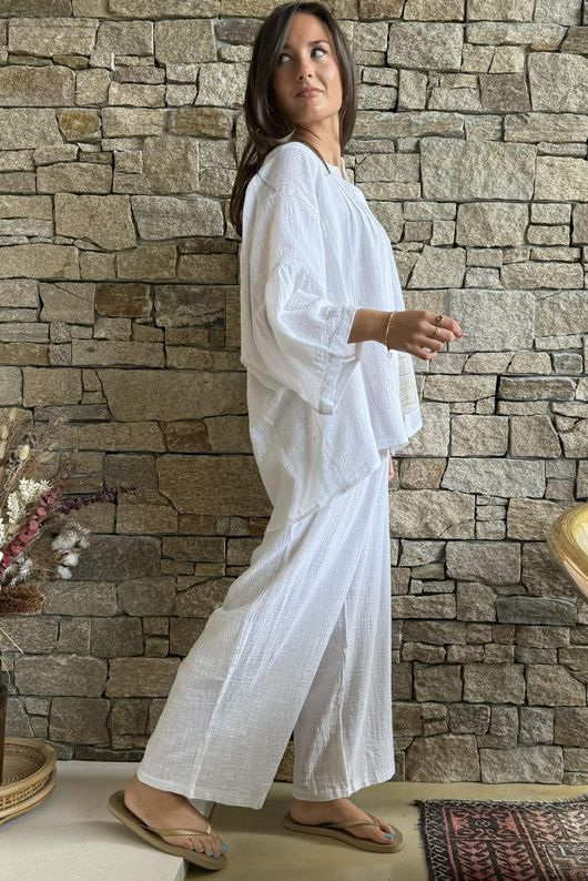 Loom & Thread Pin Tuck Blouse White /40=